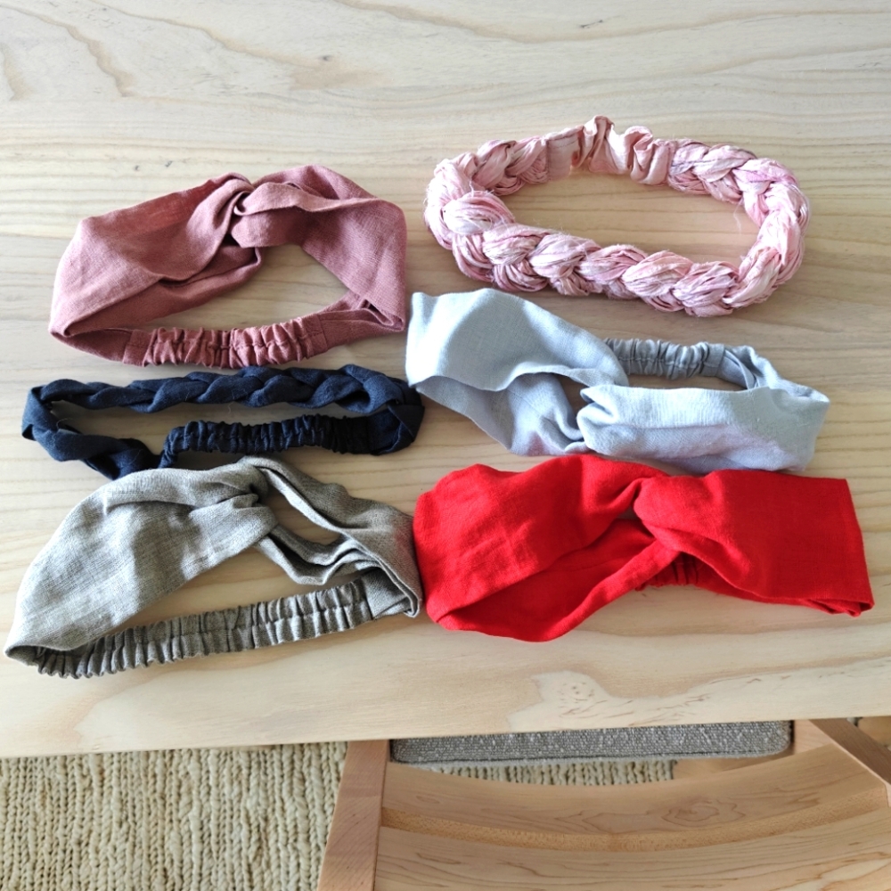 Set of 6 linen headbands.
